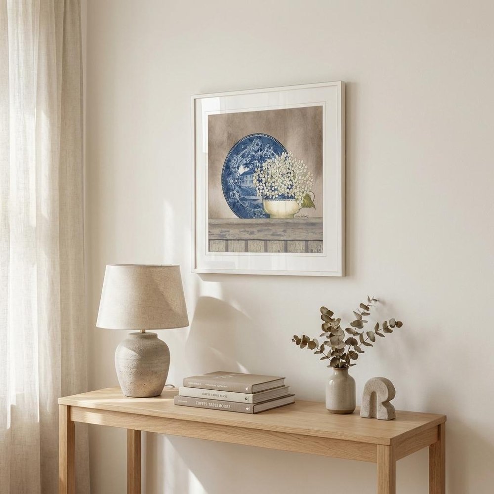 Farmhouse Blues I 3 White Framed Print Wall Art