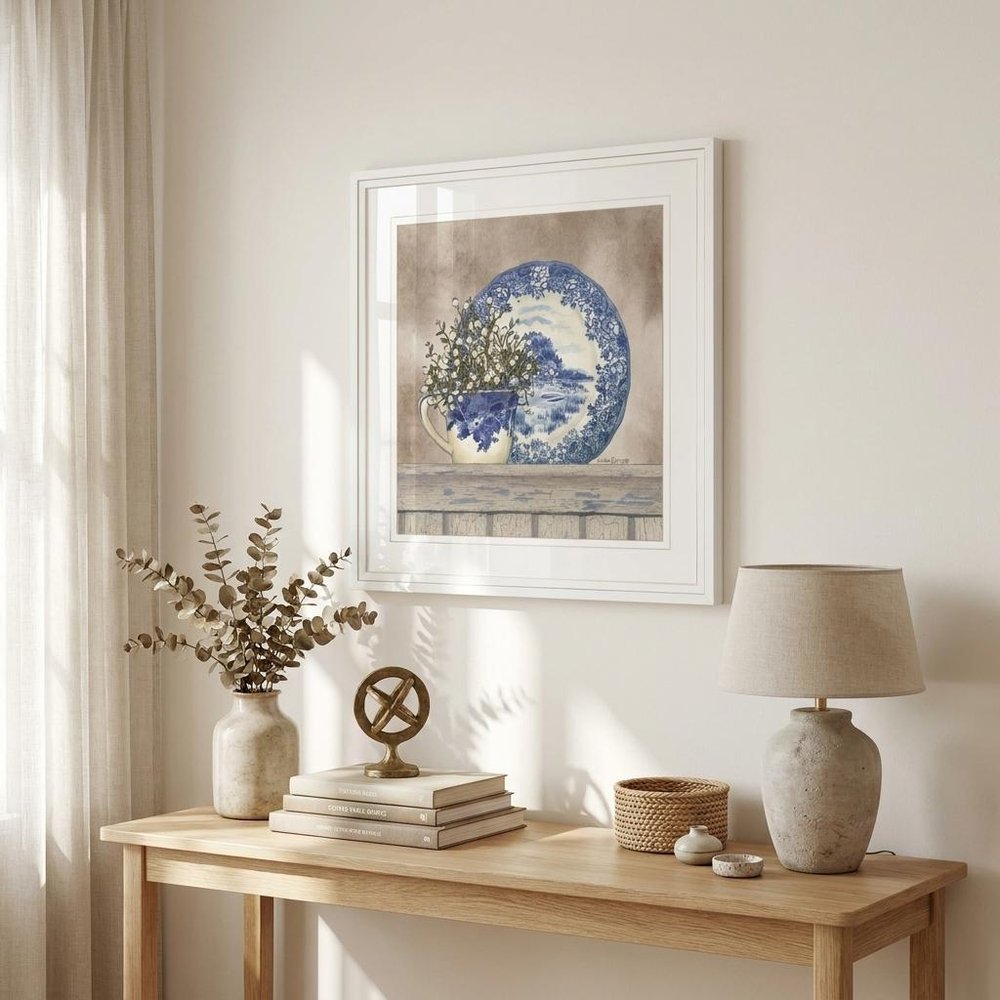 Farmhouse Blues II 2 White Framed Print Wall Art
