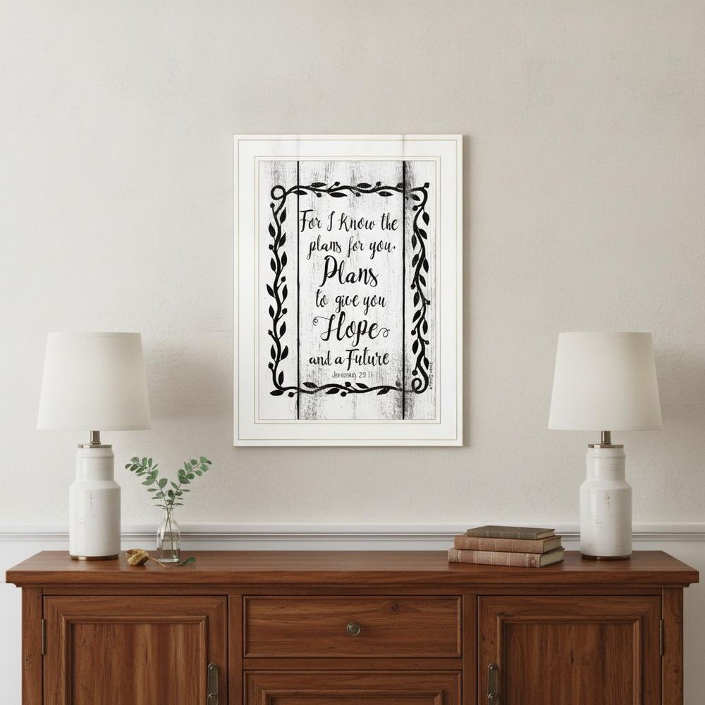 Plans to Give You Hope 1 White Framed Print Wall Art