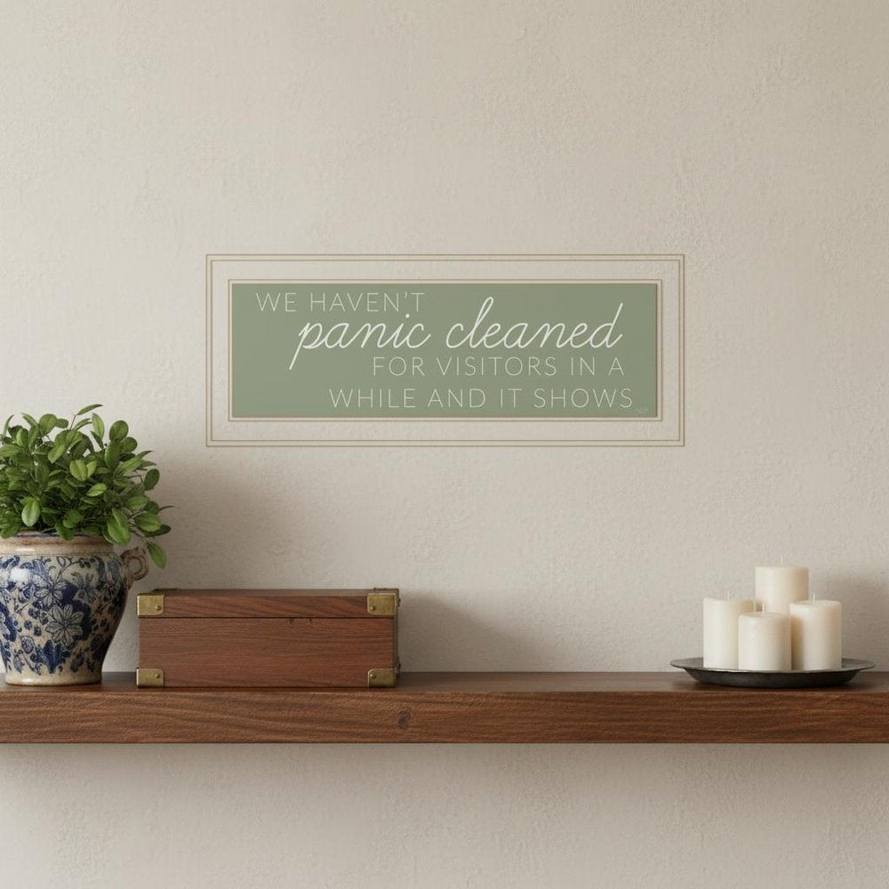 Panic Cleaned 1 White Framed Print Wall Art