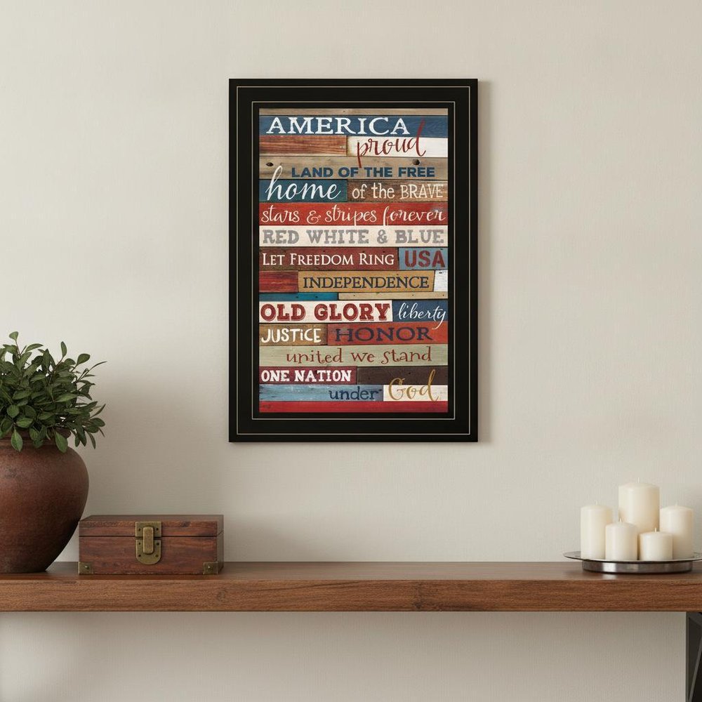 America Proud Black Framed Print Wall Art