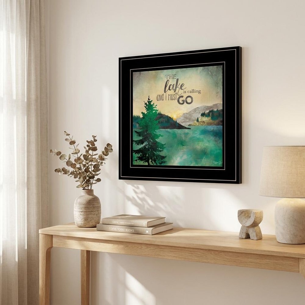 The Lake is Calling 2 Black Framed Print Wall Art