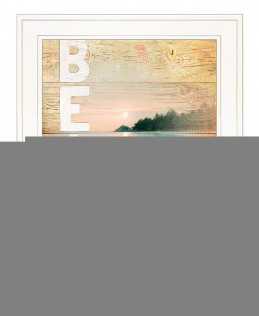 Beach Please 1 White Framed Print Wall Art