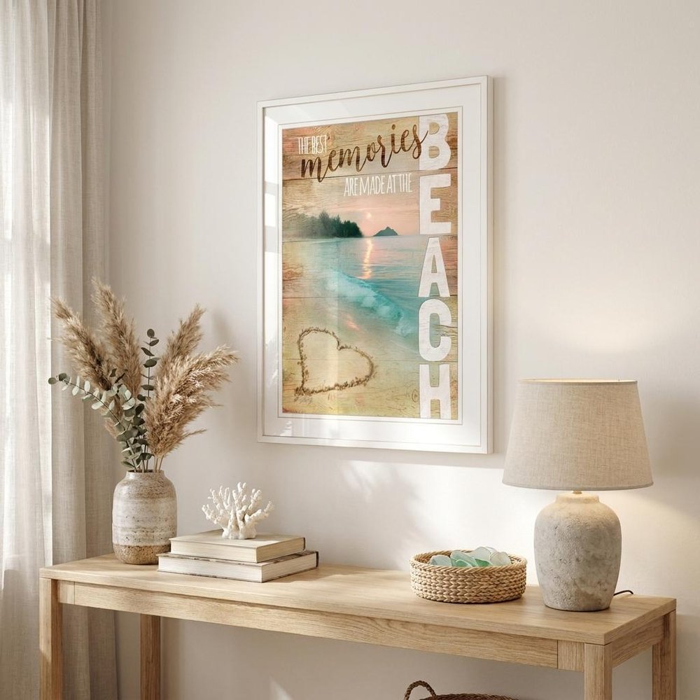 Beach Memories 1 White Framed Print Wall Art