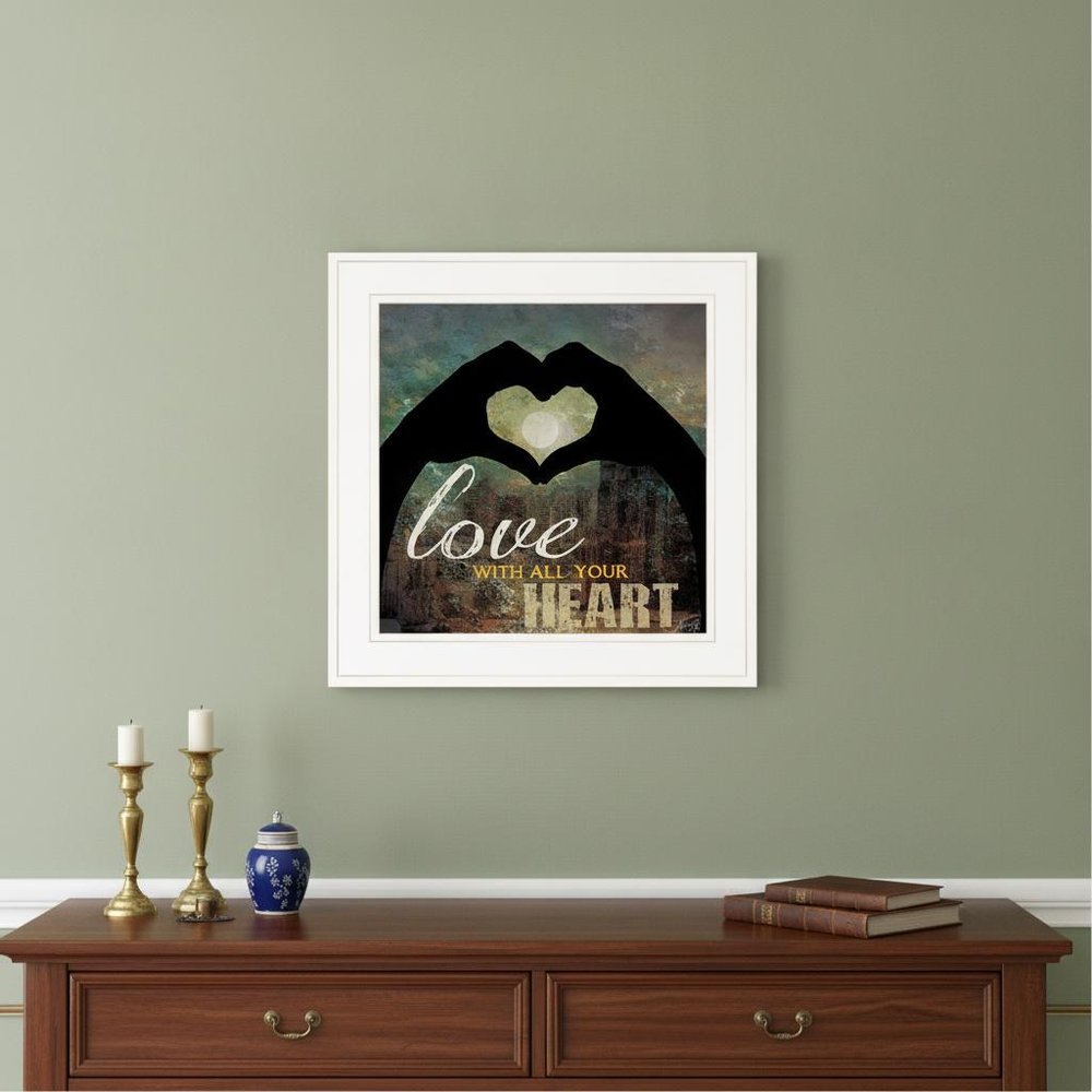 Love with all Your Heart 3 White Framed Print Wall Art