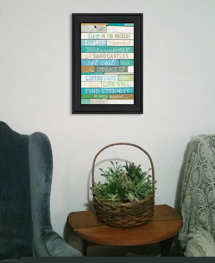 Live in the Present Black Framed Print Wall Art