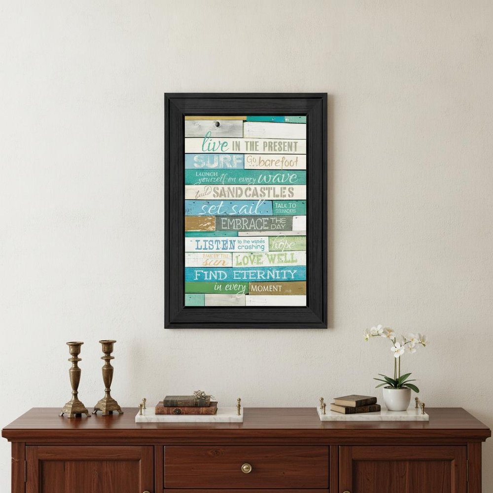 Live in the Present Black Framed Print Wall Art