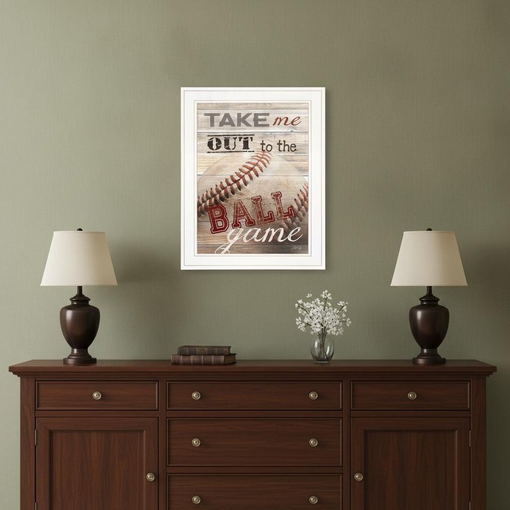 Take Me Out to the Ball Game 1 White Framed Print Wall Art