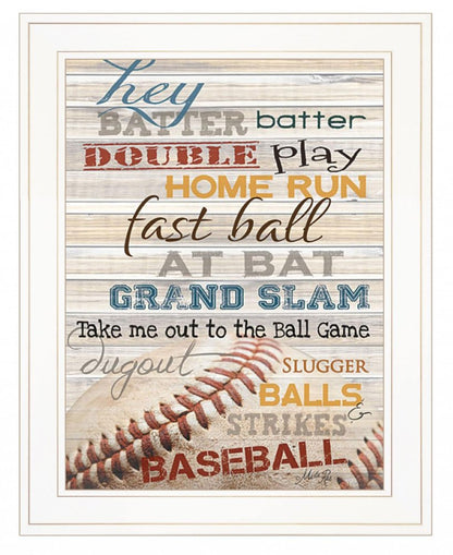 Hey Batter Batter 1 White Framed Print Wall Art