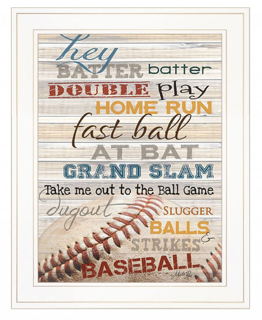 Hey Batter Batter 1 White Framed Print Wall Art