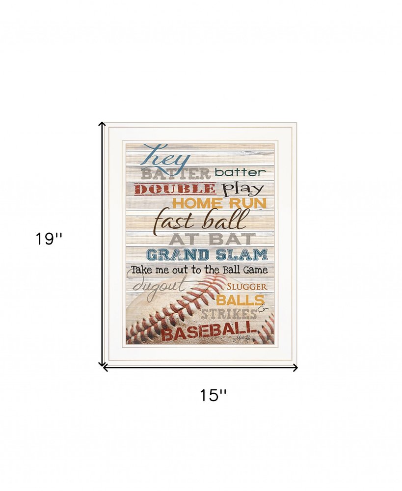 Hey Batter Batter 1 White Framed Print Wall Art