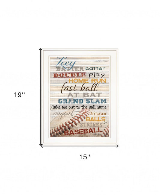 Hey Batter Batter 1 White Framed Print Wall Art