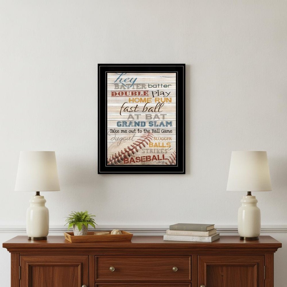 Hey Batter Batter 2 Black Framed Print Wall Art