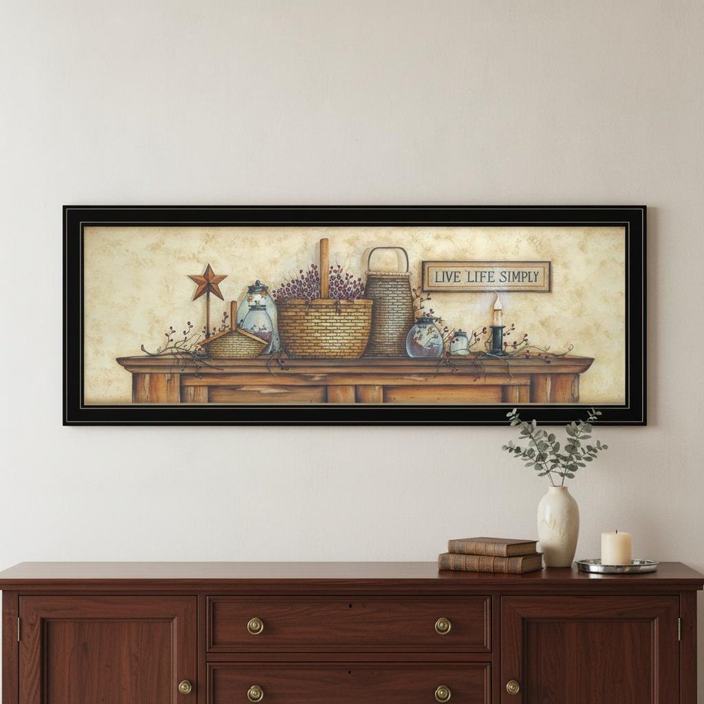 Live Life Simple 3 Black Framed Print Wall Art