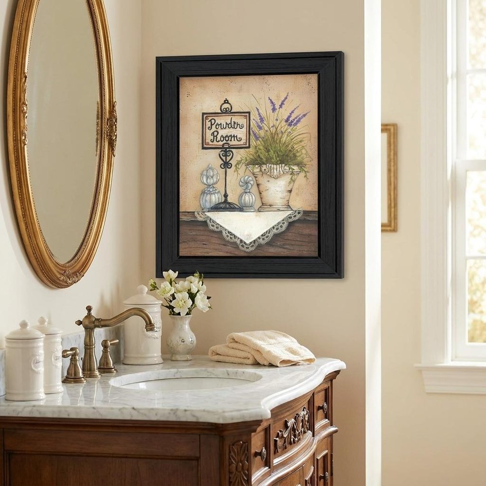 Powder Room 3 Black Framed Print Wall Art