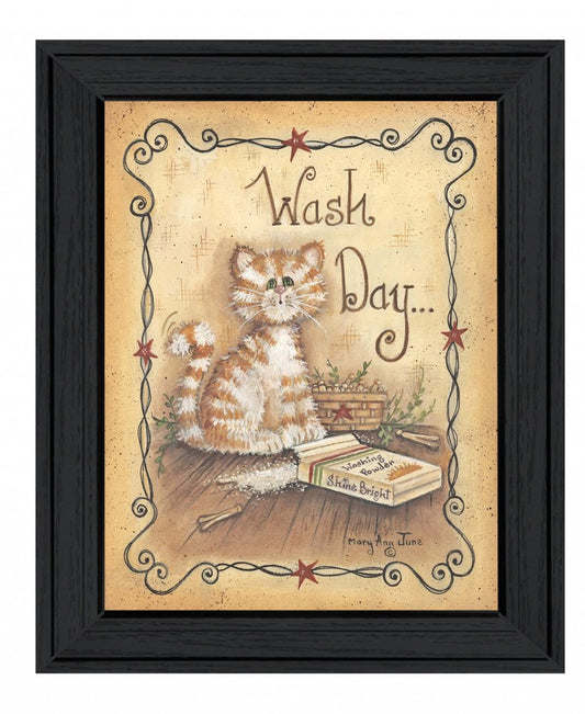 Wash Day 2 Black Framed Print Laundry Wall Art