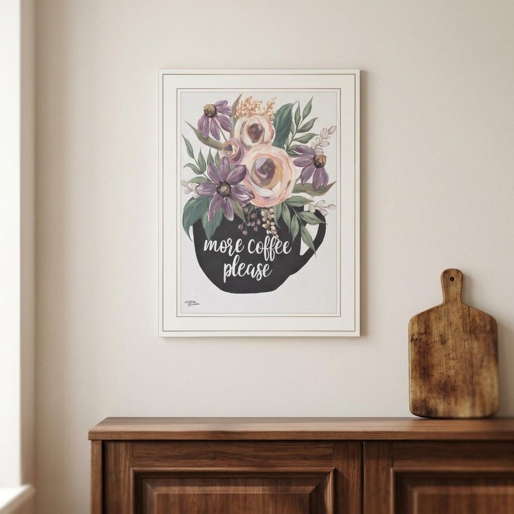 More Coffee Please 1 White Framed Print Kitchen Wall Art