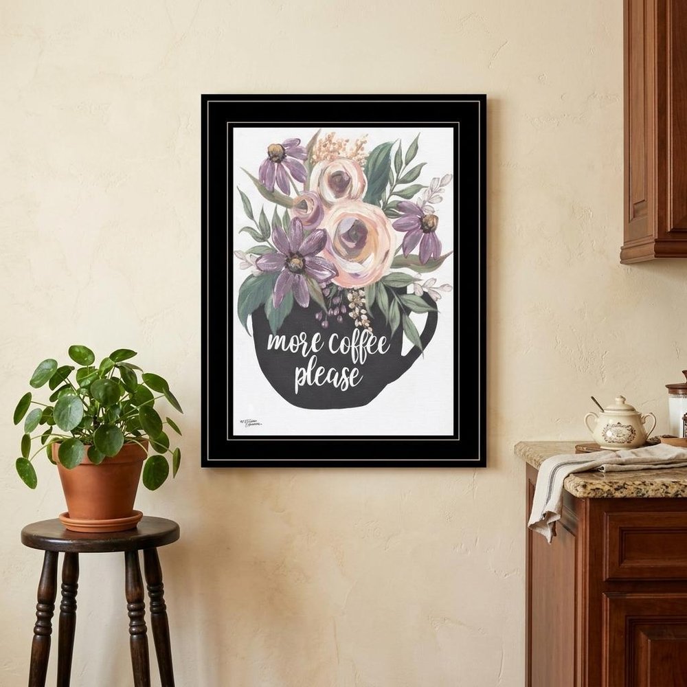 More Coffee Please 2 Black Framed Print Kitchen Wall Art