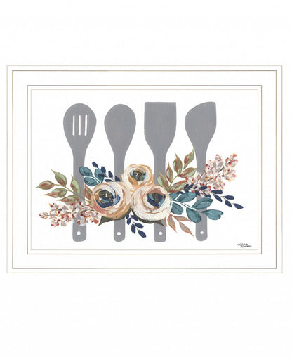 Fall Floral Baking Utensils 1 White Framed Print Kitchen Wall Art