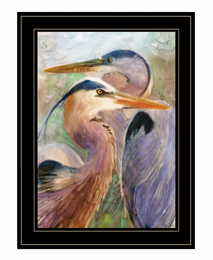 Blue Heron Duet 2 Black Framed Print Wall Art