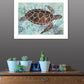 Sea Turtles Collage 1 White Framed Print Wall Art