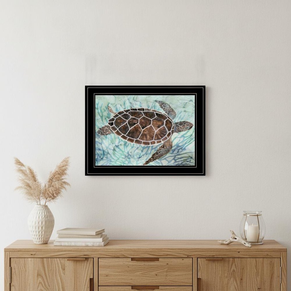 Sea Turtles Collage 1 Black Framed Print Wall Art
