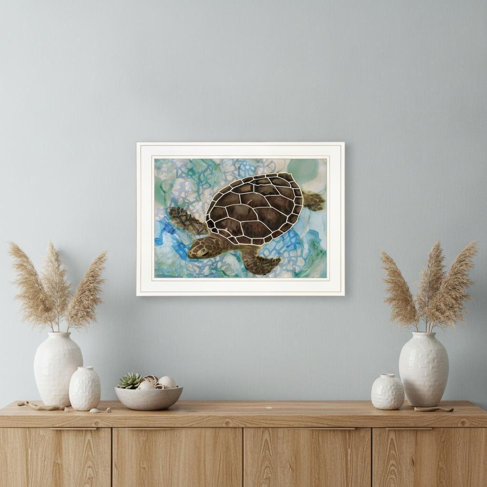 Sea Turtles Collage II 1 White Framed Print Wall Art