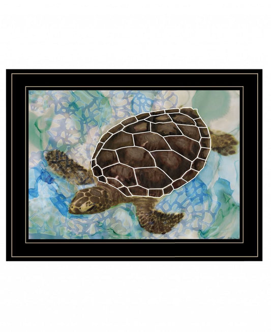 Sea Turtles Collage II 2 Black Framed Print Wall Art