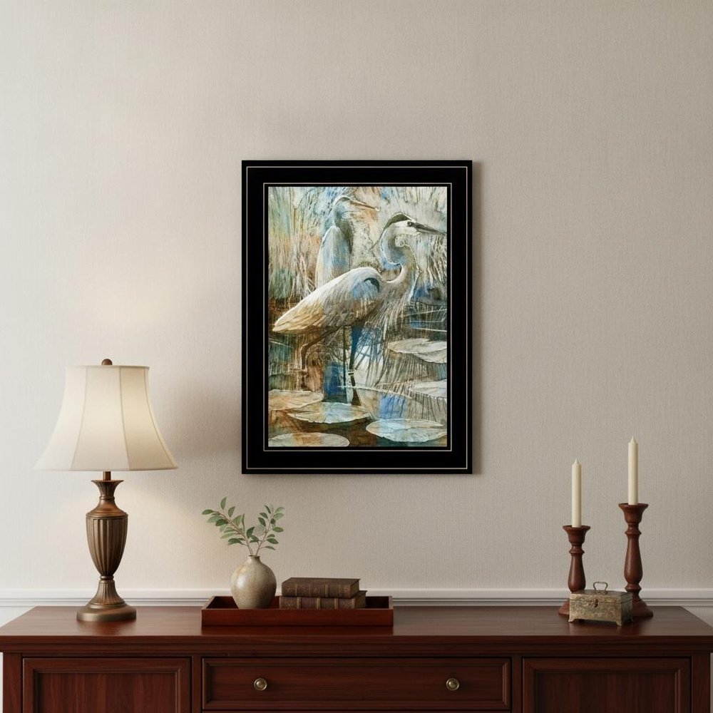 Marsh Herons I 2 Black Framed Print Wall Art