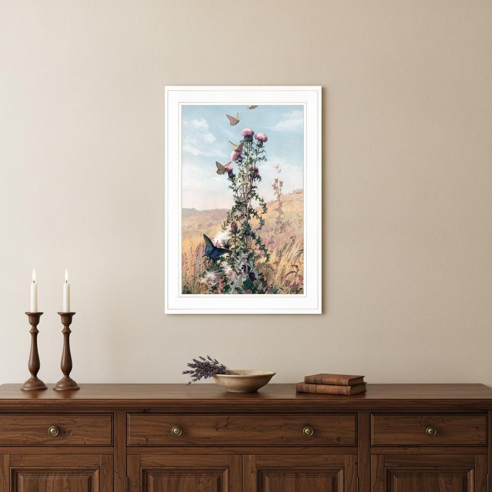 Meadow Butterflies 1 White Framed Print Wall Art