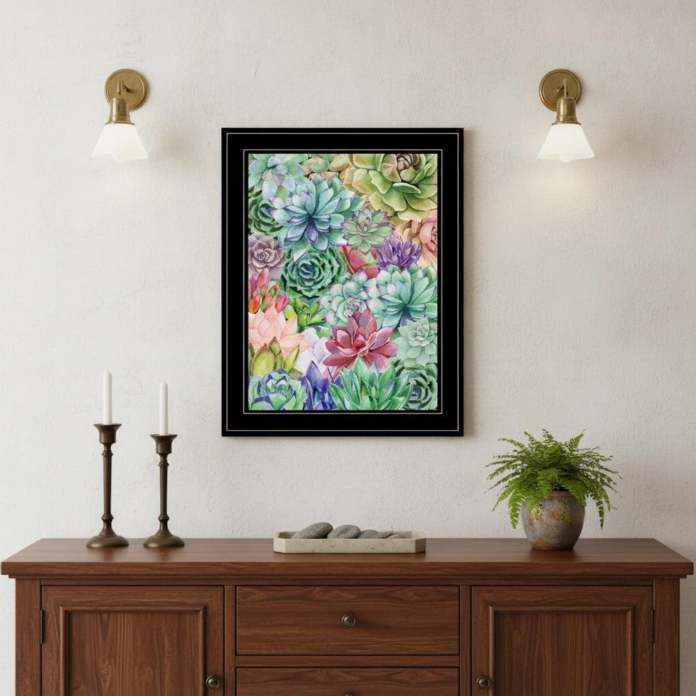 Succulents Paradise 2 White Framed Print Wall Art