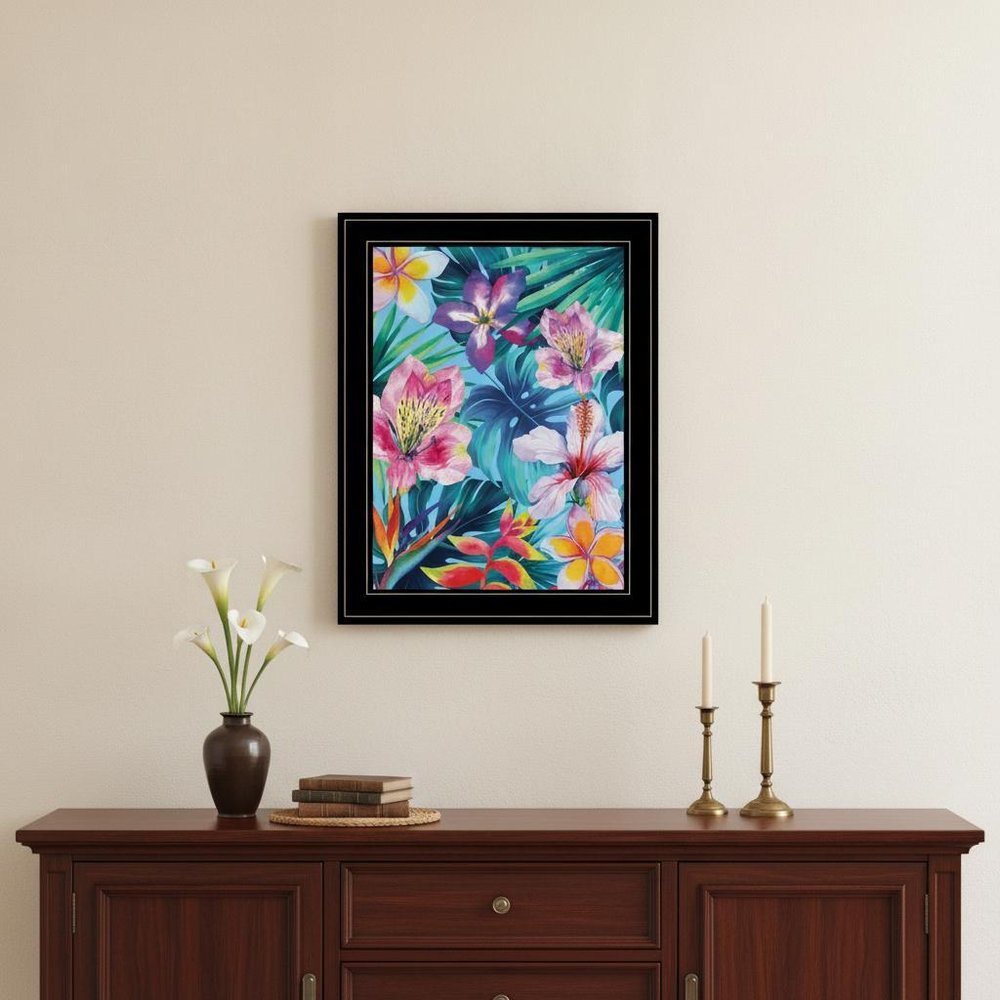 Tropical Flowers 2 White Framed Print Wall Art