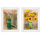 Set Of Two Country Sunflowers and Chives 1 White Framed Print Wall Art