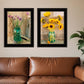 Set Of Two Country Sunflowers and Chives 2 Black Framed Print Wall Art