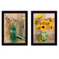 Set Of Two Country Sunflowers and Chives 1 White Framed Print Wall Art