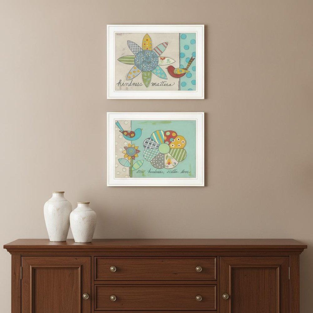 Set Of Two Kindness 1 White Framed Print Wall Art
