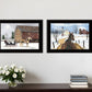 Set Of Two Sleigh Bells Ringing White Framed Print Wall Art