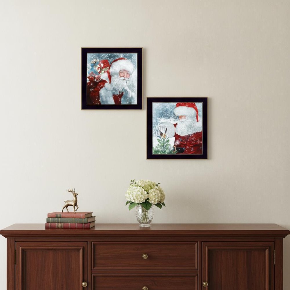 Set Of Two Santas Blessings 4 Black Framed Print Wall Art