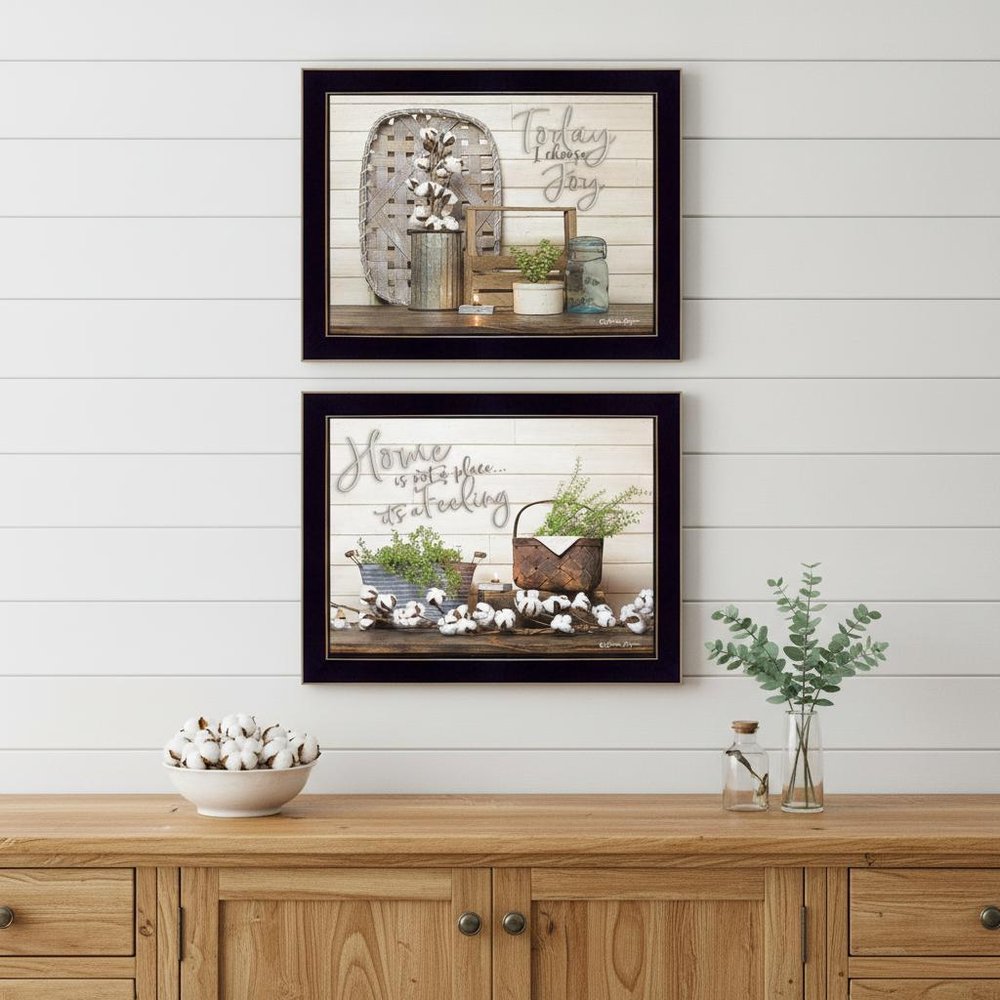 Set Of Two Choose Joy Black Framed Print Wall Art