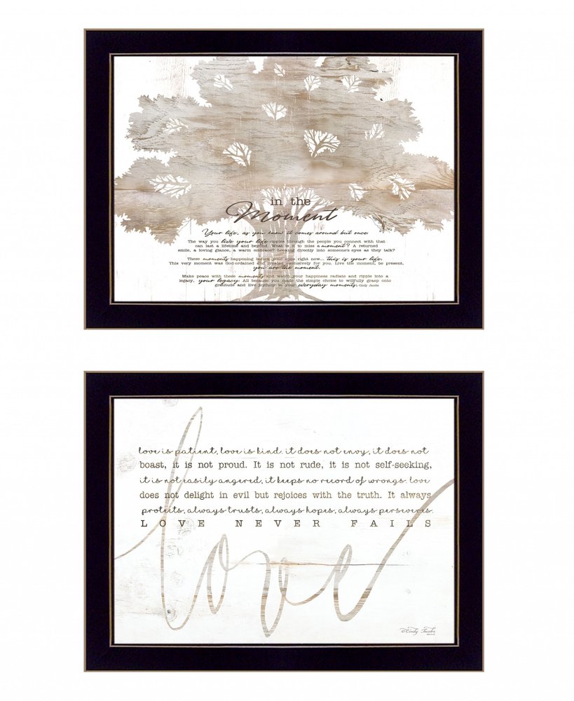Set Of Two Love or In the Moment 2 Black Framed Print Wall Art