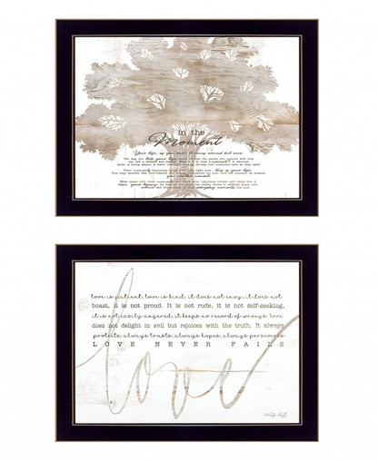 Set Of Two Love or In the Moment 2 Black Framed Print Wall Art