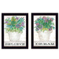 Set Of Two Succulents Dream and Believe Black Framed Print Wall Art