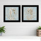 Set Of Two Coral Seahorse Black Framed Print Wall Art
