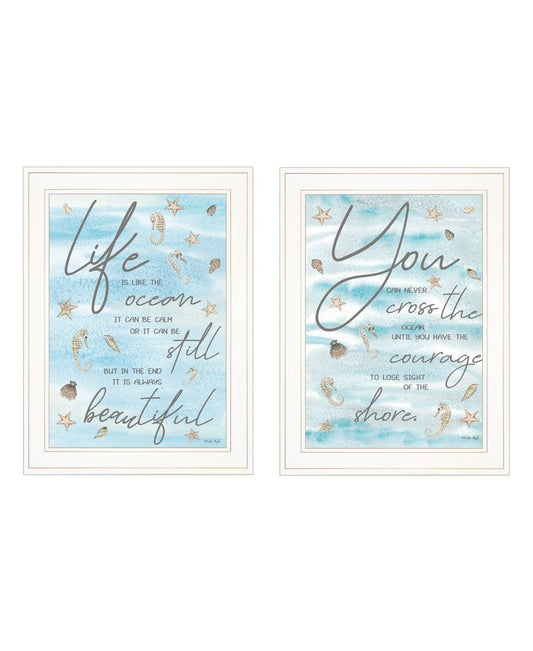 Set Of Two Life Is White Framed Print Wall Art
