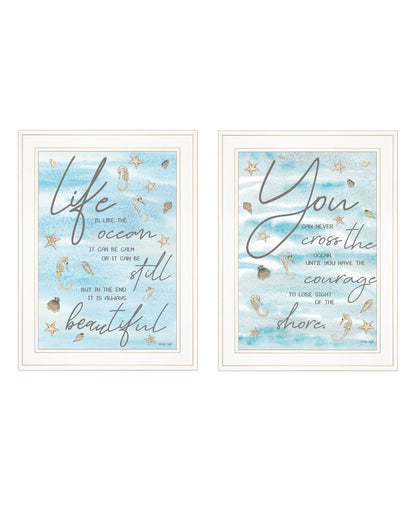 Set Of Two Life Is White Framed Print Wall Art