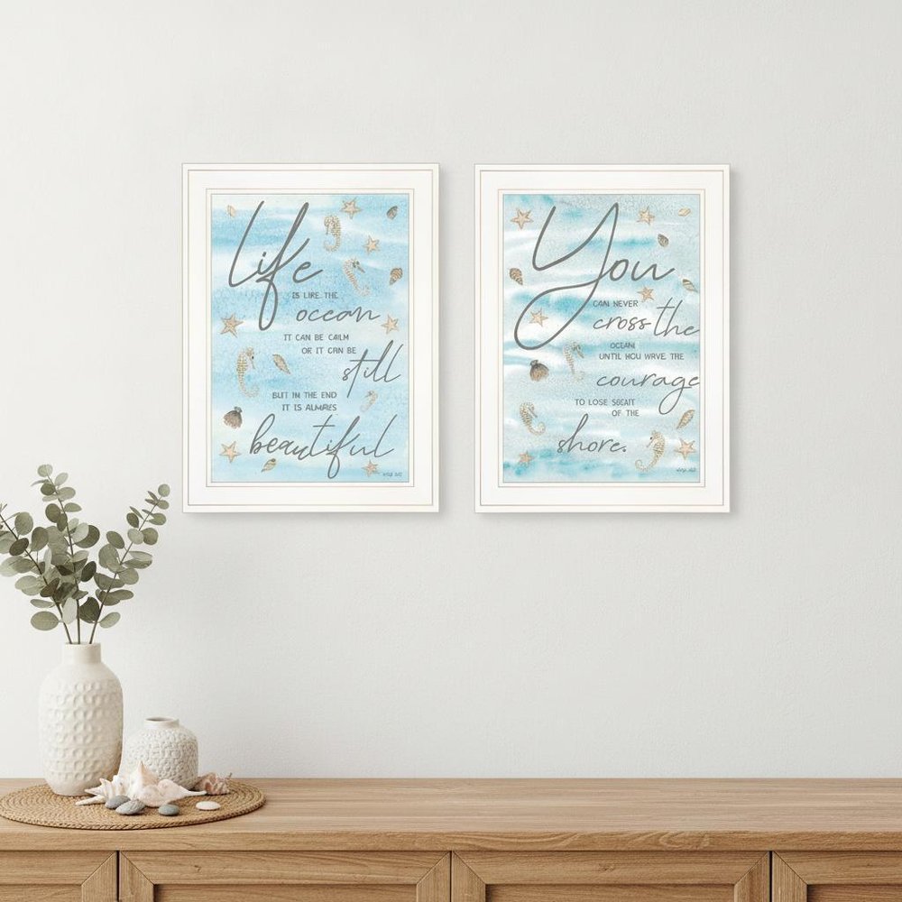 Set Of Two Life Is White Framed Print Wall Art
