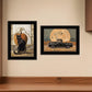 Set Of Two Harvest Moon with A Black Cat and Truck 2 Black Framed Print Kitchen Wall Art