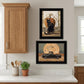Set Of Two Harvest Moon with A Black Cat and Truck 2 Black Framed Print Kitchen Wall Art