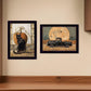 Set Of Two Harvest Moon with A Black Cat and Truck 2 Black Framed Print Kitchen Wall Art