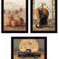 Set Of Three Harvest Moon Black Framed Print Kitchen Wall Art